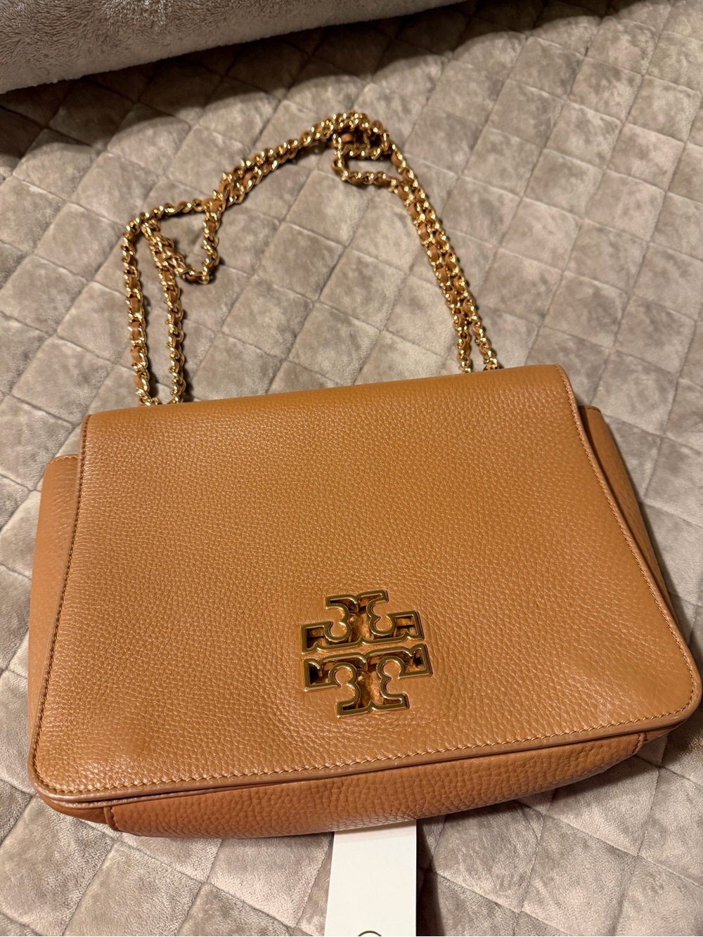 Tory Burch Tan Leather Chain-Shoulder Bag New with Wallet